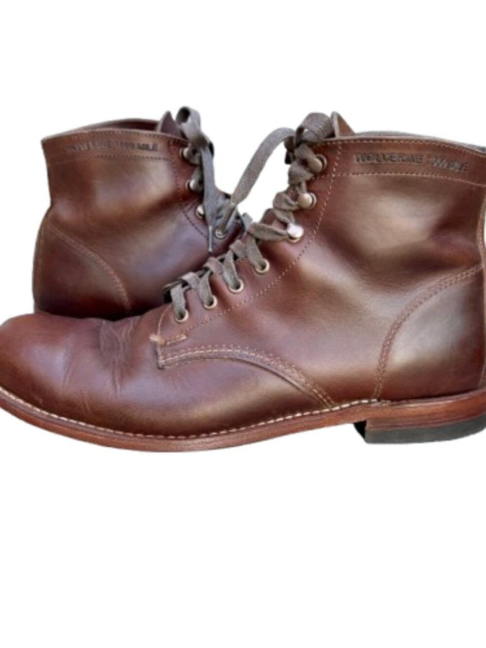 Wolverine 1000 Mile Plain-Toe Original Boots Mens Sz 10.5D Brown Leather - Picture 2 of 16